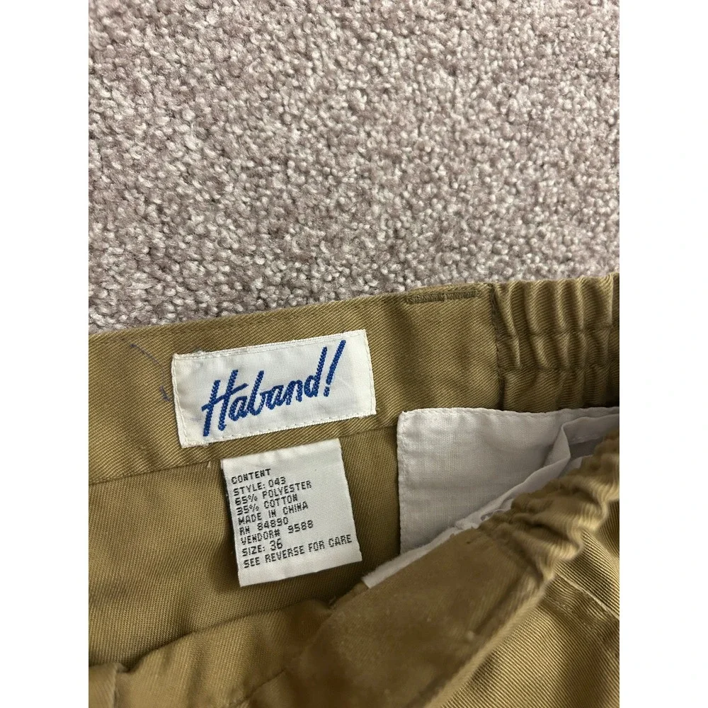 VTG Haband Cargo Shorts Mens 36 Khaki Tan Excellent Elastic Waist Utility Pocket
